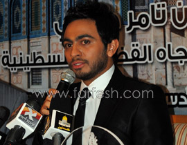 بالصور مسلسلات اون لاين ينقل مراسم تكريم مهرجان القدس لتامر حسني  صورة رقم 1