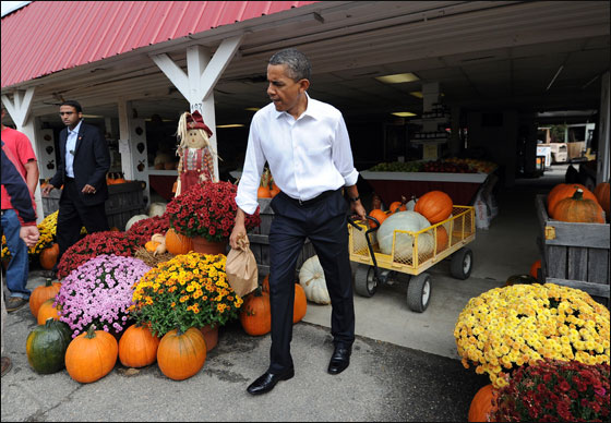 اوباما وميشيل يشترون اليقطين تحضيرا للهالوين!  صورة رقم 1