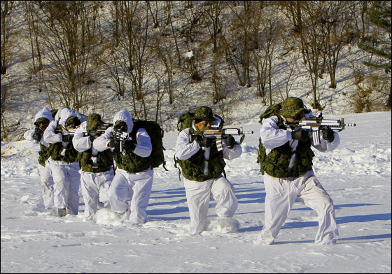  القوات الحربية الكورية تخوض تدريبات عسكرية على الثلوج! صورة رقم 1