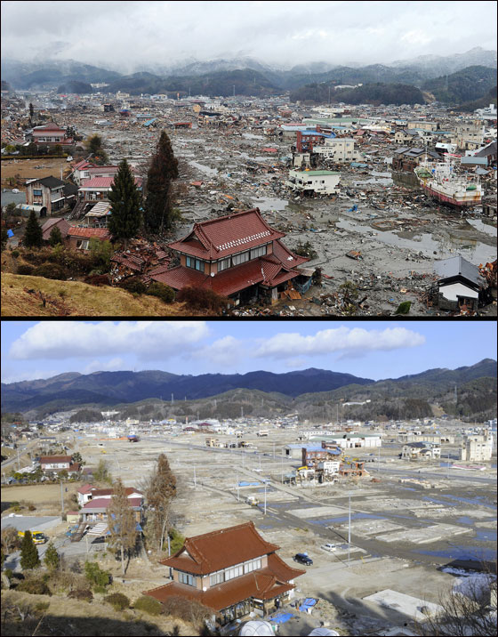 قارنوا بين صور المناطق التي تعرضت لتسونامي اليابان قبل عام واليوم! صورة رقم 39