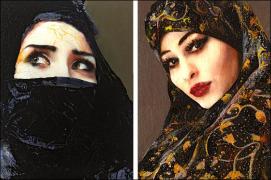 بالصور: فنانة اسبانية تدافع عن الحجاب بمعرض رسوماتها  صورة رقم 4