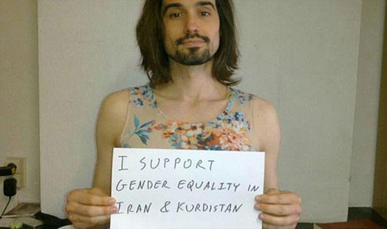 رجال أكراد بلباس نسائية يتظاهرون ضد النظام الايراني صورة رقم 2