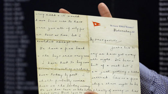 بيع رسالة من تيتانيك بالمزاد بمبلغ 200 الف دولار صورة رقم 1