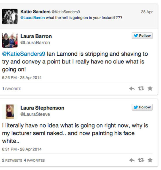 محاضر كبير في جامعة انجليزية يخلع ملابسه امام طلابه صورة رقم 2