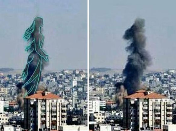 بالصور.. فلسطينيون يحولون دخان القصف الاسرائيلي للوحات ابداعية صورة رقم 4