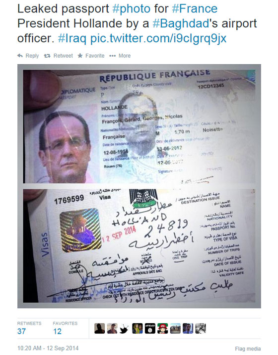 كيف تسرب جواز سفر الرئيس هولاند الى مواقع التواصل في العراق؟ صورة رقم 5