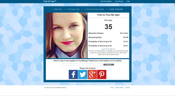 ارفع صورتك على هذا الموقع ليخبرك كم يبدو عمرك الآن وتاريخ وفاتك صورة رقم 3