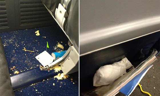  مضيفة طيران تنشر صورا مقززة لفضائح الركاب في الرحلات صورة رقم 2