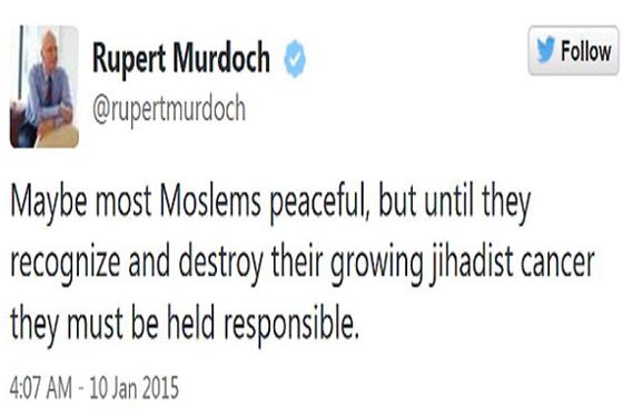 مردوخ يحمّل كل المسلمين مسؤولية الهجمات الارهابية ويثير موجة غضب صورة رقم 1