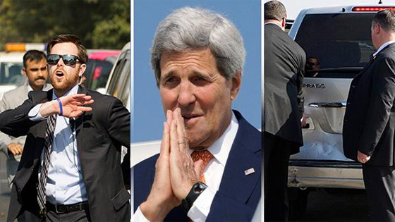 بالصور.. جون كيري يتعرض لحادث سير في الهند  صورة رقم 1
