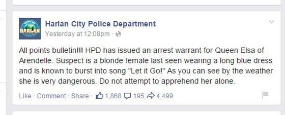 الشرطة الامريكية تصدر مذكرة اعتقال بحق إلسا ملكة الثلوج! صورة رقم 3