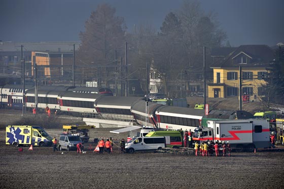  عشرات الجرحى في تصادم بين قطارين شمال سويسرا صورة رقم 13