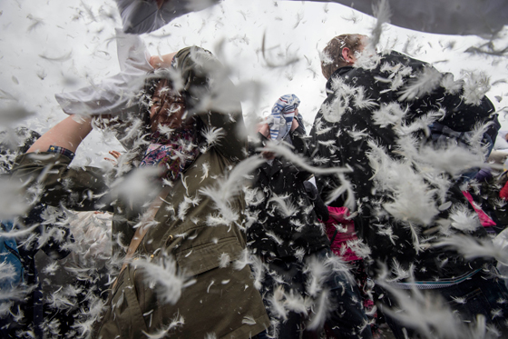 بالفيديو من لندن.. محاربون من نوع اخر يخوضون معارك الوسادات الطائرة صورة رقم 11