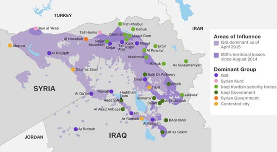 تعرف على مناطق انتشار داعش حتى نيسان الجاري.. كما عرضها البنتاغون  صورة رقم 1