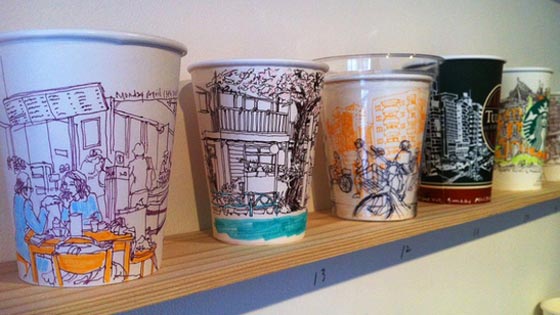 فنان استرالي يبدع برسم مناظر طوكيو الخلابة على فناجين قهوة صورة رقم 2 فنان استرالي يبدع برسم مناظر طوكيو الخلابة على فناجين قهوة صورة رقم 2