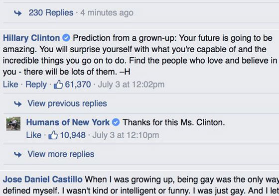 هيلاري كلينتون لطفل مثلي: ستفاجئ نفسك بقدراتك الهائلة صورة رقم 2