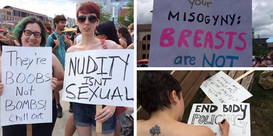  مئات النساء يتظاهرن دفاعا عن حقهن بكشف صدورهن في كندا صورة رقم 2