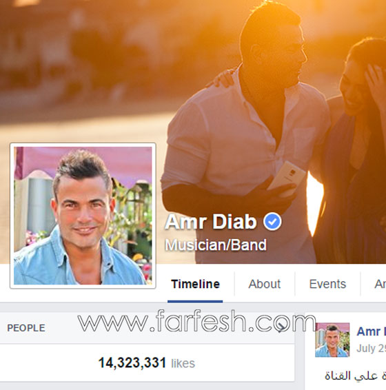 نجوم مع اكثر من 7 ملايين متابع في فيسبوك: عمرو دياب، تامر حسني، نانسي، حماقي، اليسا وميريام صورة رقم 1