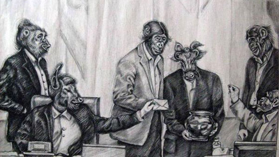سجينة ايرانية ترسم اعضاء البرلمان كالحيوانات وتحصد جائزة دولية صورة رقم 2