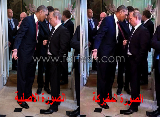 بوتين يشد اوباما من ربطة عنقه وهذه هي حقيقة الصورة صورة رقم 1