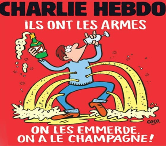 ايبدو الساخرة تتضامن مع ضحايا باريس بكاريكاتير ذي دلالة ومجاقرة صورة رقم 1 ايبدو الساخرة تتضامن مع ضحايا باريس بكاريكاتير ذي دلالة ومجاقرة صورة رقم 1