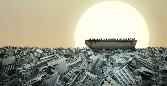 في سوريا الجديدة المرعبة.. سفينة تطفو على ركام المباني المحطمة!! صورة رقم 1 في سوريا الجديدة المرعبة.. سفينة تطفو على ركام المباني المحطمة!! صورة رقم 1