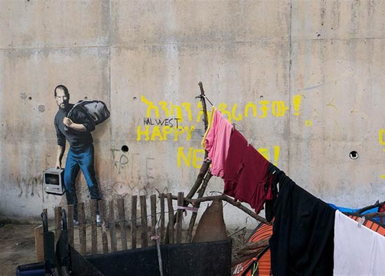 بانكسي يرسم جدارية لستيف جوبز اللاجئ السوري ويثير جدلا صورة رقم 1