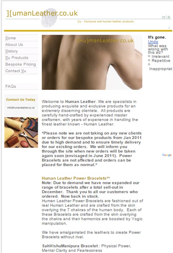 هل هناك من يشتري؟ منتجات من جلود البشر 100%! الـمحفظة 14 ألف دولار والحذاء بـ 27 الف دولار صورة رقم 5 هل هناك من يشتري؟ منتجات من جلود البشر 100%! الـمحفظة 14 ألف دولار والحذاء بـ 27 الف دولار صورة رقم 5