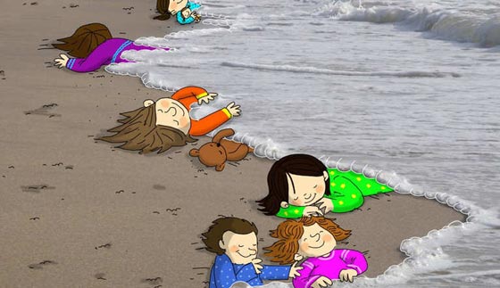 ناشطون وفنانون من حول العالم يعيدون رسم مأساة الطفل ايلان الكردي صورة رقم 9 ناشطون وفنانون من حول العالم يعيدون رسم مأساة الطفل ايلان الكردي صورة رقم 9