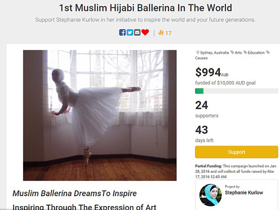 فيديو راقصة الباليه الاسترالية ستيفاني: مراهقة مسلمة لا ترى ان رقص الباله يتعارض مع حجابها! صورة رقم 1 فيديو راقصة الباليه الاسترالية ستيفاني: مراهقة مسلمة لا ترى ان رقص الباله يتعارض مع حجابها! صورة رقم 1