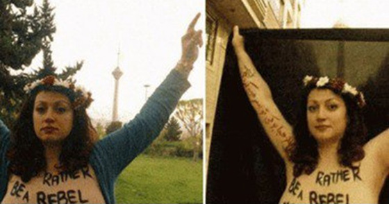 ايرانية تحتج على طريقة فيمن وتتعرى في شوارع طهران صورة رقم 1