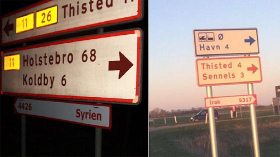  طرد لبق.. لافتات في شوارع النمارك ترشد الى اتجاه سوريا والعراق صورة رقم 3