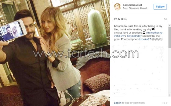 صور تامر حسني يفاجئ زوجته بسمة بوسيل في عيد ميلادها  صورة رقم 2
