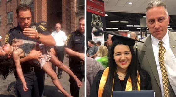 شرطي يحضر تخرج فتاة انقذ حياتها من حريق قبل 18 عاما صورة رقم 2