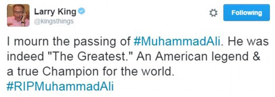 مشاهر العالم ينعون بطل القرن ويطلقون التغريدات من شتى الانحاء صورة رقم 14