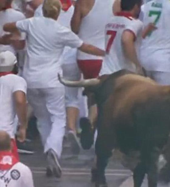 عجوز يتعرض لنطحة ثور عندما هب لانقاذ امرأة.. فيديو صورة رقم 1 عجوز يتعرض لنطحة ثور عندما هب لانقاذ امرأة.. فيديو صورة رقم 1