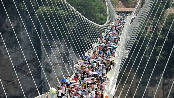 إغلاق أطول وأعلى جسر زجاجي في العالم بعد أيام على افتتاحه صورة رقم 6