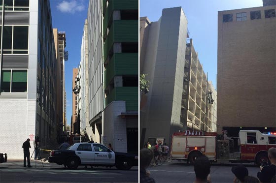 فيديو وصور.. سيارة تعلق بسلك بعد ان هوت من الطابق التاسع صورة رقم 1