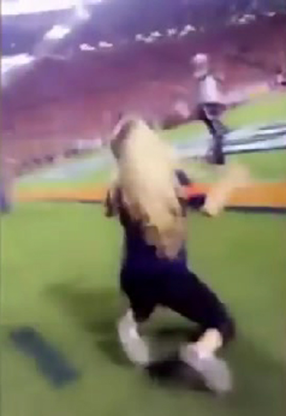 كرة قدم امريكية ترتطم بوجه مصورة وتسقطها ارضا.. فيديو صورة رقم 7