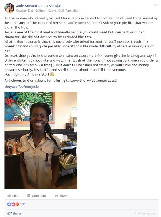   مقهى استرالي يرفض عنصرية زبون ضد موظفة سوداء ويقوم بترقيتها! صورة رقم 5