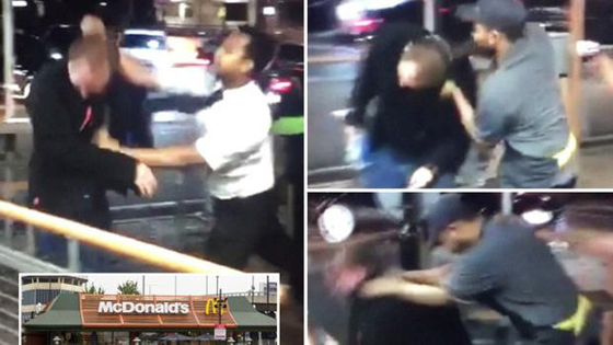 فيديو مشاجرة ساخنة، لكمات وركلات لزبون عنصري في ماكدونالدز  صورة رقم 3