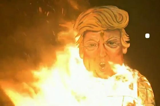 البريطانيون يحرقون دونالد ترامب قبل ثلاثة أيام من الانتخابات صورة رقم 1