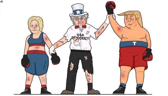 انتصار ترامب وهزيمة كلينتون تثير سخرية رسامي الكاريكاتور  صورة رقم 4