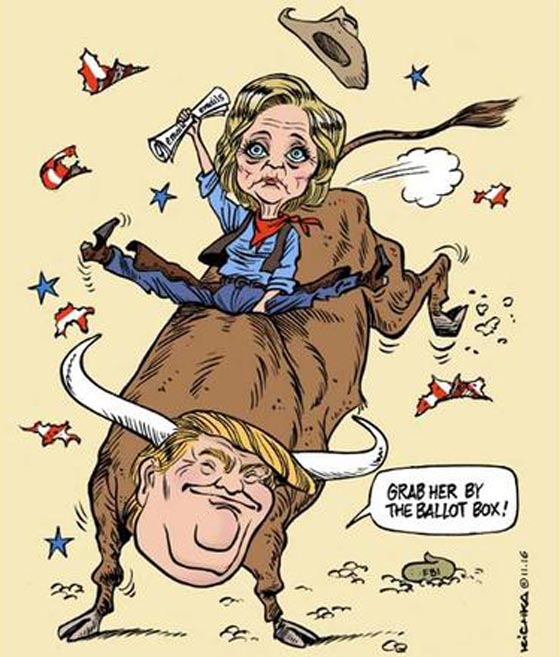 انتصار ترامب وهزيمة كلينتون تثير سخرية رسامي الكاريكاتور  صورة رقم 5