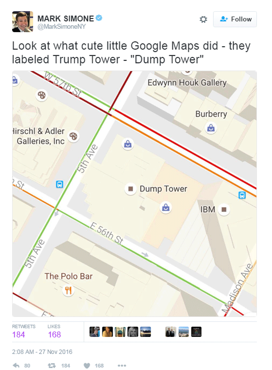 غوغل تحول برج ترامب الى مكب للنفايات في خرائطها.. صور صورة رقم 10