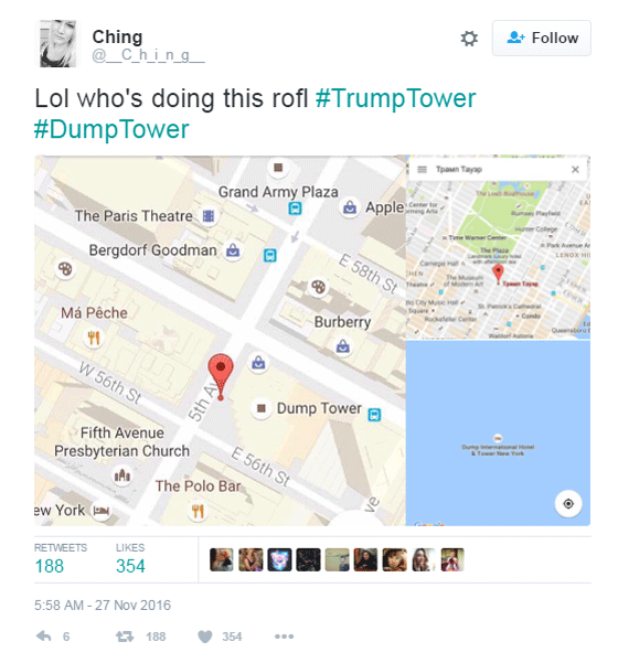 غوغل تحول برج ترامب الى مكب للنفايات في خرائطها.. صور صورة رقم 14