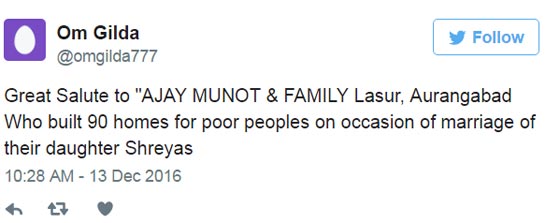 ثري هندي يبني 90 منزلا للمشردين بدل تبذير الاموال على زفاف ابنته صورة رقم 6