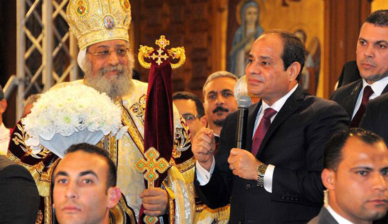السيسي يهنئ البابا تواضروس ويعلن عن بناء اكبر كنيسة ومسجد متجاورين صورة رقم 2