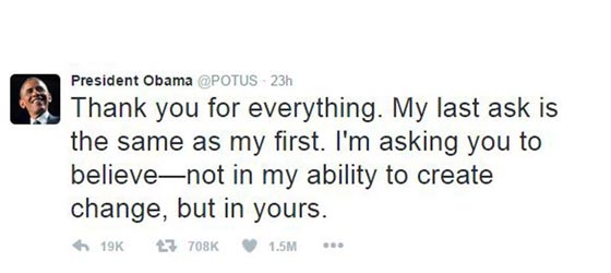  تغريدة أوباما تحطم كل أرقامه القياسية: التغيير في قدرتكم انتم صورة رقم 1