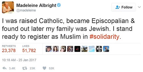 مادلين اولبرايت.. انا على استعداد لاعلان اسلامي تضامنا مع اللاجئين صورة رقم 1